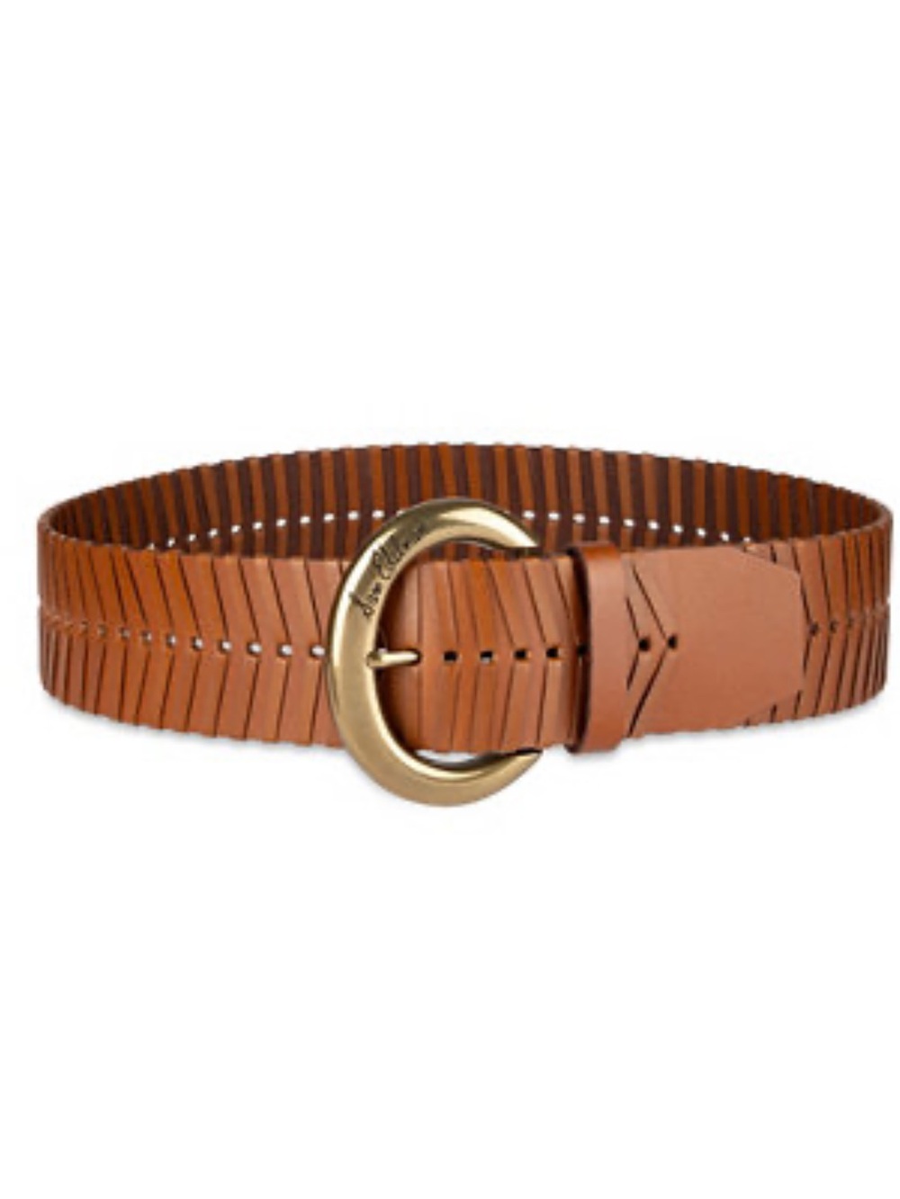 Sam Edelman Wide Woven Leather Laced Belt Brown Sz Large NWOT!